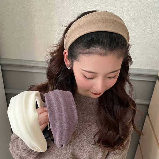 Zan Yingmei 2025 new autumn and winter retro fashion high-end wide-brimmed headband simple temperament Internet celebrity face wash headband wide-faced headband black + brown