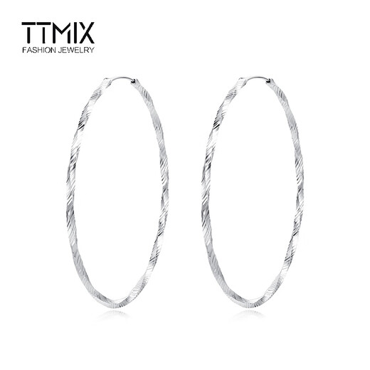 TTMIX platinum pt950 earrings large earrings platinum women's earrings Möbius plain hoop earrings 4.1-4.3g about 4.0cm