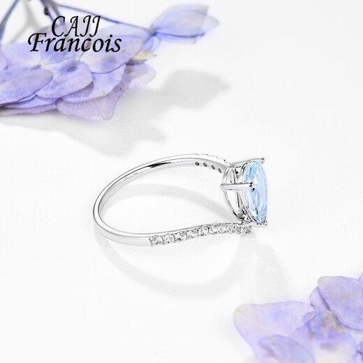 CAJJ Francois 1.05ct aquamarine ring drop-shaped jewelry natural colored gemstone for women gem-set 18k gold engagement ring No. 14