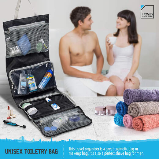 Lewis N. Clark portable folding travel toiletry bag, 4-part waterproof storage, a must-have for outdoor business trips