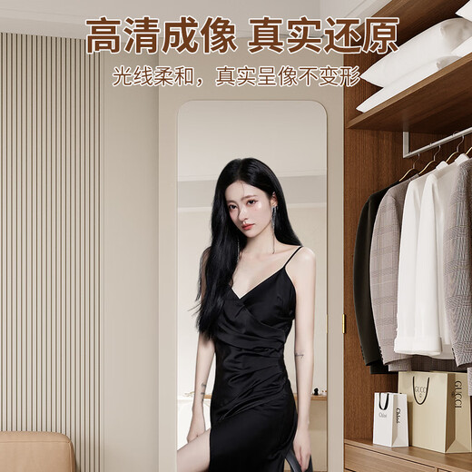 Dexu Ganzkörperspiegel Garderobe Dressing Spiegel Kleiderschrank Kontakt Patch Schrank Spiegel Sticking Türanpassungsspiegel Schlafsaal und anderer Körperspiegel Sticking Glasspiegel abgerundet Ecke 40*150 [HD-Bildgebung]