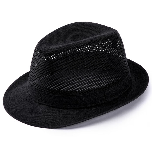Middle-aged and elderly hat men summer top hat sun hat cool hat casual outdoor mesh summer dad breathable straw hat grey 56 cm