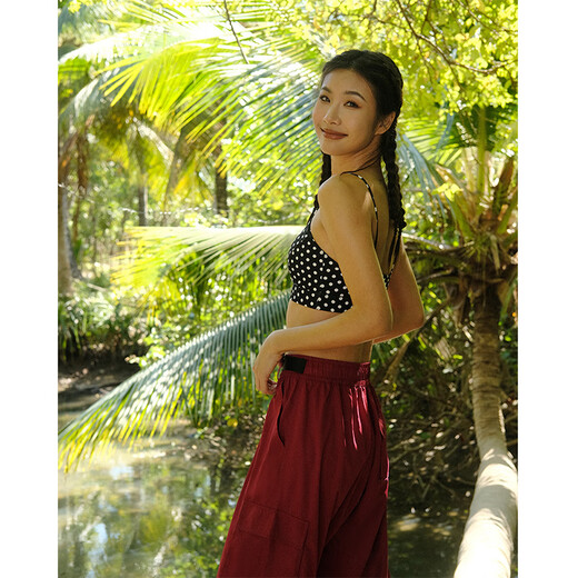 La Nikar black and white polka dot sports bra women's yoga Pilates fitness small camisole style fitness bra-B0340 black and white polka dot XS