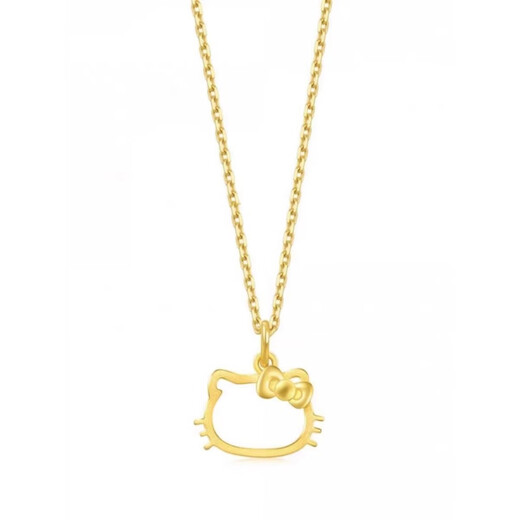 Chenru gold hollow cat head pendant sweet and cute HelloKitty999 pure gold plated necklace 24K clavicle chain cat