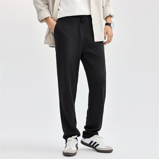 Giordano sweatpants men's waffle knitted pants brand woven label back pocket elastic waist casual pants men 01114094 67 new army blue XL plus size