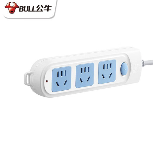 BULL three-position two-three plug multi-hole GN-606A 1.8 meters new national standard socket wiring and drag strip master control switch blue and white classic