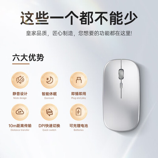 No. 1 on the SUOYING TOP list Wireless Mouse Bluetooth Silent Rechargeable Office Unlimited Sound Laptop Tablet Game Suitable for Xiaomi Huawei Honor Lenovo Apple Enhanced Enhanced Battery Life丨Rechargeable丨Silent Button丨Bluetooth Three Modes Silver Suitable for Huawei Apple Xiaomi HP Asus Lenovo Honor MacBook