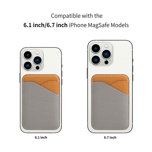COGURE适用苹果手机磁吸卡包强磁真皮iphone16/15/14/13头层牛皮magsafe粘胶卡套门禁皮革便携卡袋卡夹背 大象灰[强磁款]
