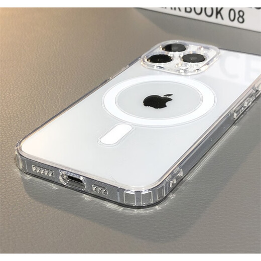 尹尚 四角气囊防摔Magsafe磁吸适用iPhone16苹果15Pro手机壳透明硅胶12简约14高级感磁吸手机壳保护套 MagSafe磁吸【精孔全透明】四角气囊防摔 iPhone 16pro