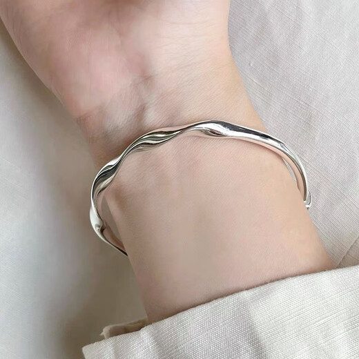 莫比乌斯扭纹手镯女ins小众高级感波浪亮面素圈手环女 M1478【扭纹手镯1个装】