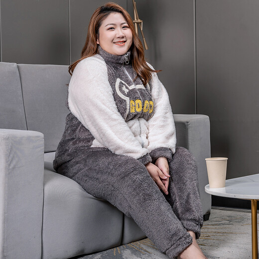 
Jinzhiyan coral velvet large size pajamas for women thickened velvet autumn and winter plus fat plus size fat mm200Jin [Jin equals 0.5 kg] Home clothing winter style WB6625 green button velvet 4XL [recommended weight 180-200Jin [Jin equals 0.5 kg]]