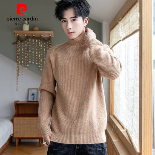 Pierre Cardin Stricker Pullover für Männer im Herbst und Winter 2025 Neue Feste Farbe Halbschildkröte Nacken Trendy verdickte Bodenlinie Freier warmer Pullover 9905 rot m