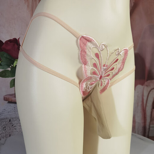 Men's self-masking underwear, special men's ball-filled bullet separation, large size thong, hollow large size underwear, fun L light green (pure 1-155 Jin Jin is equal to 0.5 kg) 1 piece, one size fits all, bullet separation - closed mouth