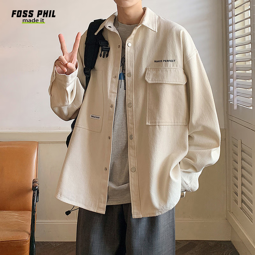 Foss Phil American High Street Herren Frühling und Herbst hübsche lose gelegentliche Arbeit Jacke JN1020 Baixiyu XL