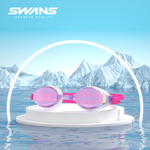 SWANS泳镜高清防水防雾女士专业比赛训练游泳眼镜竞速镀膜大框游泳镜 镀膜紫色