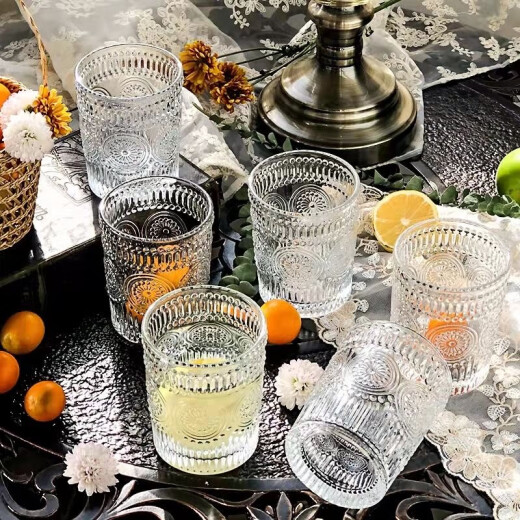 Huixun Jingdong's own brand glass glacier cup beer glass water cup set women's milk wine glass juice cup sunflower helicopter cup 4 pieces 260ml