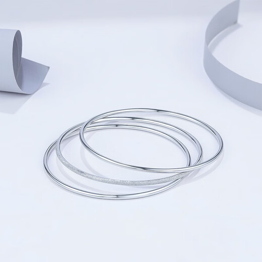 Saturday Fortune (ZLF) Platinum Bracelet Women's Platinum PT950 Three Lives and Three Worlds Stackable Thin Bracelet Bracelet Single Sha Mian 60mm - 6.58g