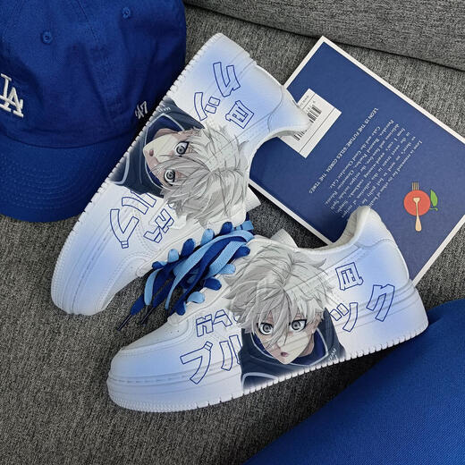 Jointly-branded Sakura Blue Prison Anime Pain Shoes Men's 2024 Spring and Autumn Couple Sports Shoes Huili Ganyu Low Top Board Shoes (Pink Blue) z2694d 40