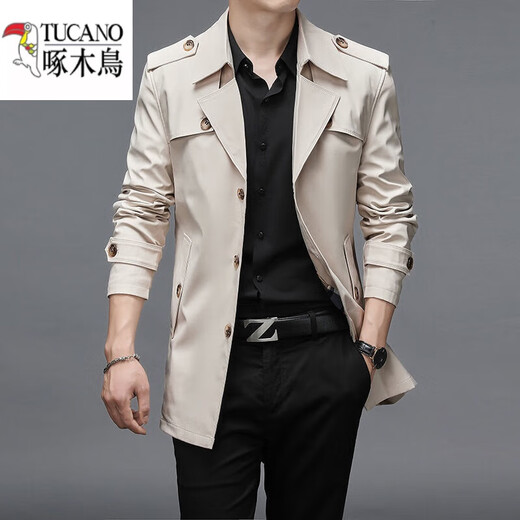 
Woodpecker (TUCANO) windbreaker men's jacket jacket men's 2025 spring and autumn new windbreaker men's mid-length business casual jacket men's large size gray suit cloth windbreaker thin XL