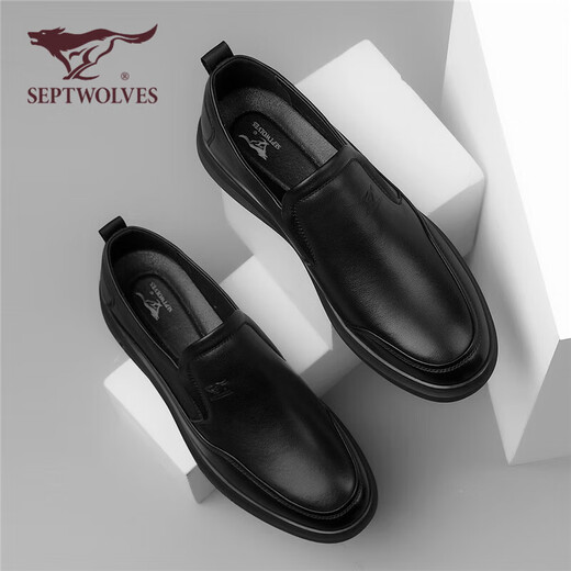 Septwolves men's shoes versatile shoes men's slip-on casual shoes men's leather shoes men's W8323068895 black 40