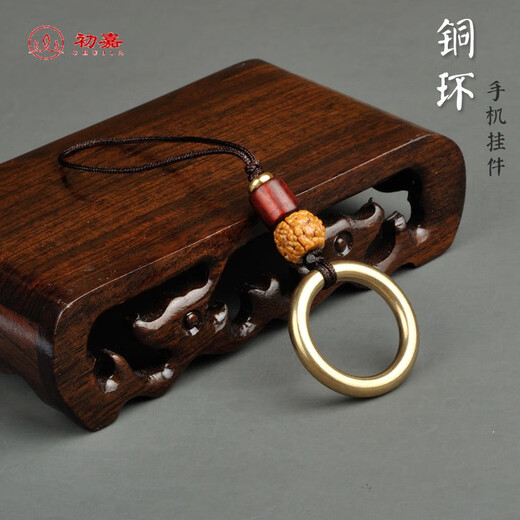 Mengdong pure brass ring mobile phone ring buckle, metal universal dust plug pendant, USB pendant, anti-lost lanyard handmade decoration, dragon pattern diamond ring pendant