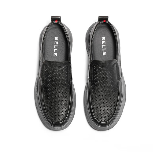 Belle Casual Shoes Men's Men's Summer Coue Cuir Punchable Business Business Casual Chaussures A1509BM3 Black 40