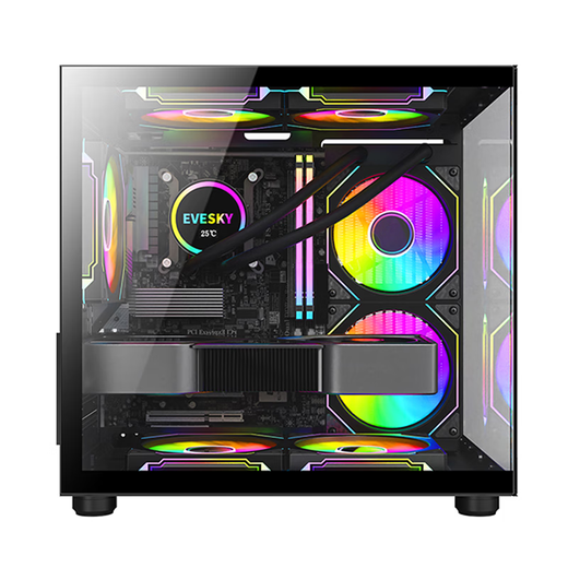 EVESKY Sea View Room MINI Panoramic Edition Chassis Computer Case Column-free Desktop Host M-ATX Motherboard White Side Transparent 240 Water Cooling Game Case Non-Blizzard S920 Sea View Room Panoramic Edition - Black Supports Small and Medium Motherboards/240 Water Cooling