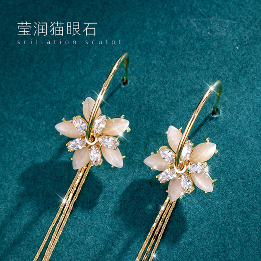 Qlady Flower Tassel Earrings Women's Long Circle Temperament High-end Earrings Women's 2025 New Earrings Birthday Gift