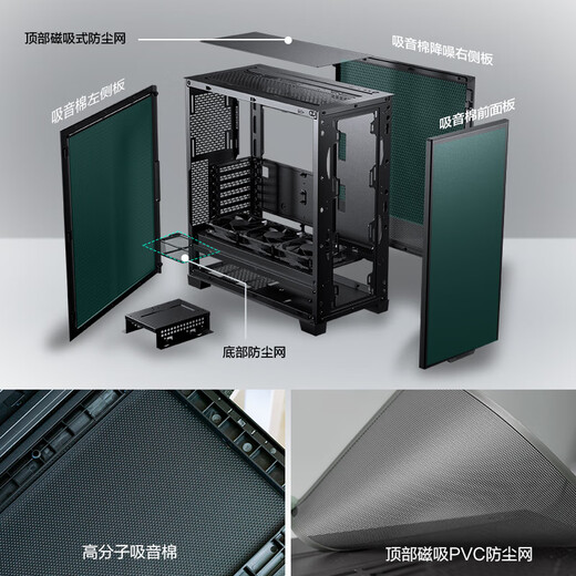 PHANTEKS Wind Chaser XT523 Active Silent Business Office Desktop Computer Case (Full Metal Appearance/7 Fan Positions/Three Sides of Sound-Absorbing Cotton/Type-C Gen2/5080)