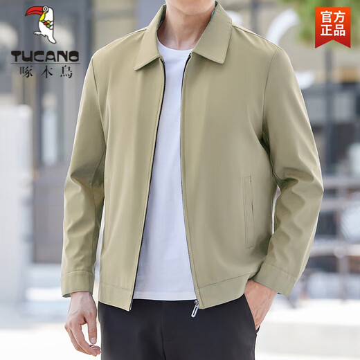 Woodpecker (TUCANO) Jacke Herrenjacke Herren 2025 Neu Frühling und Herbst Mittleres Alter und Ältere Revers Dad Jacke Lässige Executive Jacke N9712 Khaki XL 180