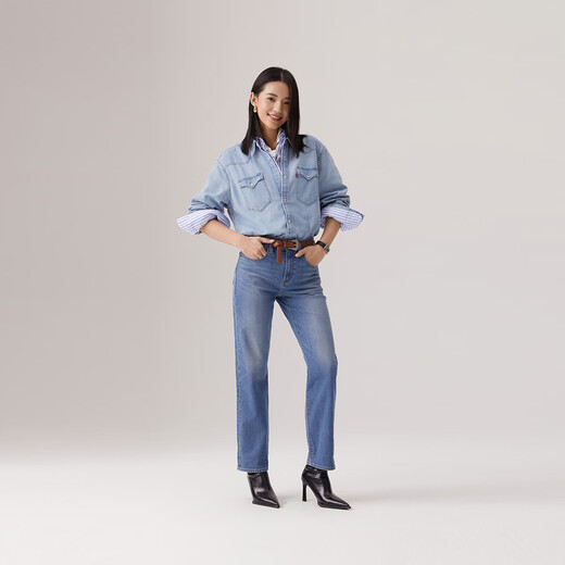 Levi's [Même modèle dans le centre commercial de shopping] Levi's 25 Summer New Women's 724 High Taist Slim Straight Jeans 18883 Blue 27 (28)