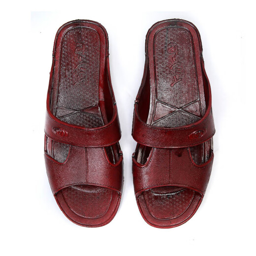 Bain Weiche und bequeme ältere Hausschuhe für Haushaltsbad Anti-Rutsch-Plastiksandalen Ein-Schlupf-Hausschuhe Dad Guangdong Ölschuhe 869 Braun 40-41 (250 mm) Einen Größe kleiner, um Aufmerksamkeit zu schenken