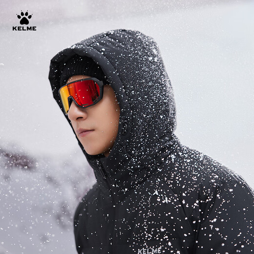 KELME Sports Hooded Cotton Jacket 2025 Winter New Heat Storage Warm Cotton Jacket Thickened Fashionable Bread Jacket Agate Black Graphene Heat Storage 2XL