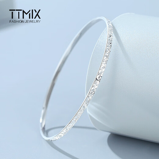 TTMIX platinum bracelet for women broken ice ice closed mouth perfect round pt950 platinum bracelet platinum bracelet gift for girlfriend 56mm weight 6.42g width 2.4mm