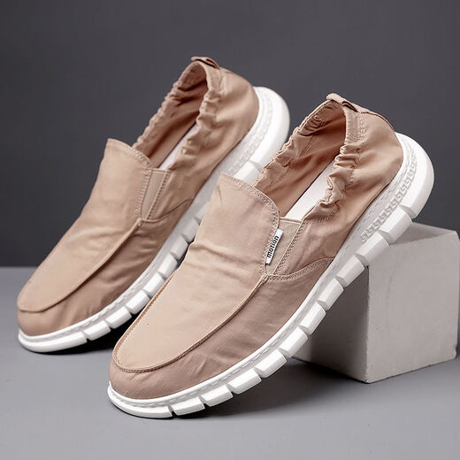 Walf ein Fuß faule Schuhe Herren Frühling und Sommer Neues atmungsaktives Regenschirmtuch Alte Peking-Stoffschuhe Männer vielseitige Freizeitschuhe Regenschirmtuch-Bege-881 39