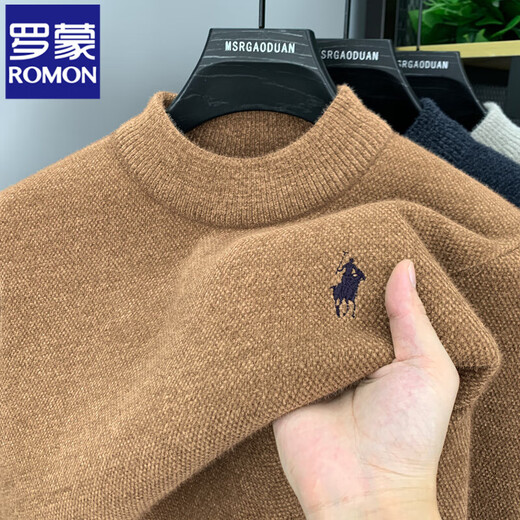 Romon (Romon) Integrierter Samt-Männerpullover plus Samt verdickte Herbst- und Winter-Jugendrunde Hals Pullover warm gestricktes Basishemd Beige [verdickt] Samt 180/2xl [Gewicht 150-170jin [Jin gleich 0,5 kg]]]