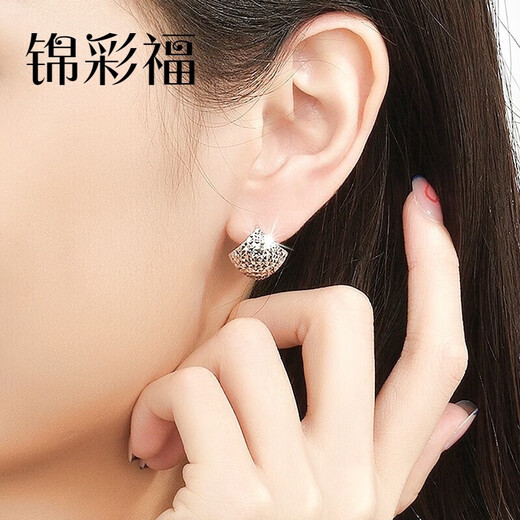 Jincaifu platinum ear hooks for women, square platinum earrings, plain platinum earrings, super shiny fashion earrings, platinum square ear hooks, about 2.4g