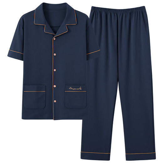 BSTB [extra large size] 7XL super large cotton trousers half-sleeved pajamas for men summer fat man plus fat plus size 300 Jin [Jin equals 0.5 kg] Fat Baolan HD12003 short-sleeved trousers suit 7XL260-330 Jin [Jin equals 0.5 kg]