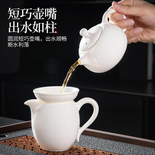Original and mutton-fat jade white porcelain tea set set for home high-end office reception and drinking teapot complete set of ceramic kung fu tea cups