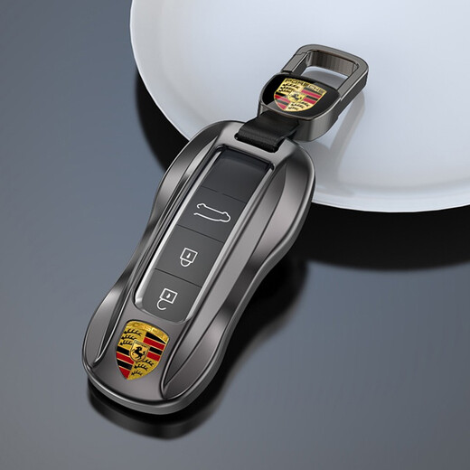一宾 保时捷钥匙套macan新卡宴911帕拉梅拉panamera718高档汽车扣壳包 全新升级B款【玫瑰金】+编织绳 保时捷钥匙壳