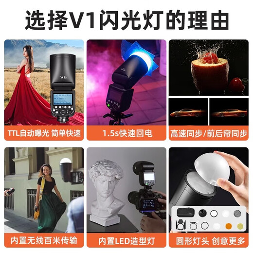 神牛V1闪光灯单反相机外拍机顶灯锂电池高速TTL摄影热靴灯便携口袋灯（佳能版）
