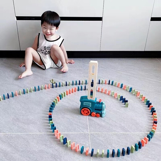 Domino Nukied Domino La entrega automática de juguetes eléctricos de trenes pequeños para niños y niñas Distribución automática de trenes pequeños eléctricos [carga] 240 tarjetas de dominó