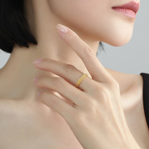 Famous brand jewelry gold ring, pure gold braided matching small ring, gift for women AFM0306, labor cost 350, pure gold ring, size 9, about 2.97 grams