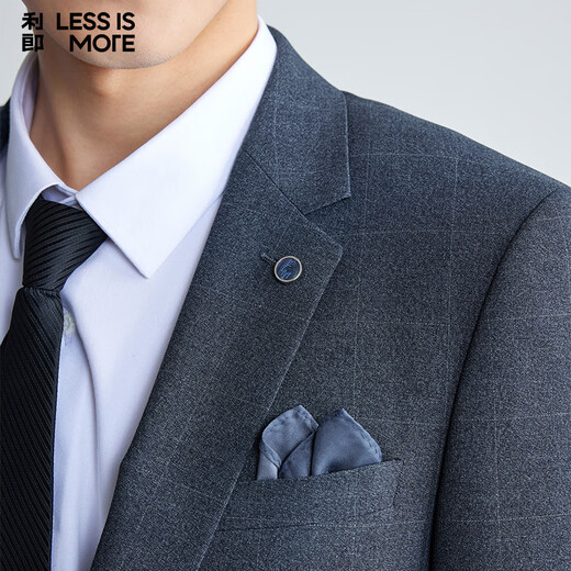 Lilang Double Elastic Suit Suit for Men Youth Business Breathable and Comfortable Suit Dark Blue 180