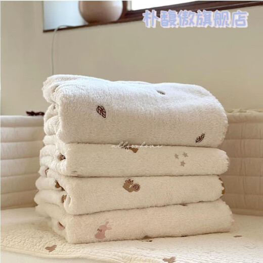 Pu Fuao ins milk velvet blanket baby blanket spring autumn winter baby blanket coral velvet blanket newborn kindergarten quilt squirrel style 90*130cm