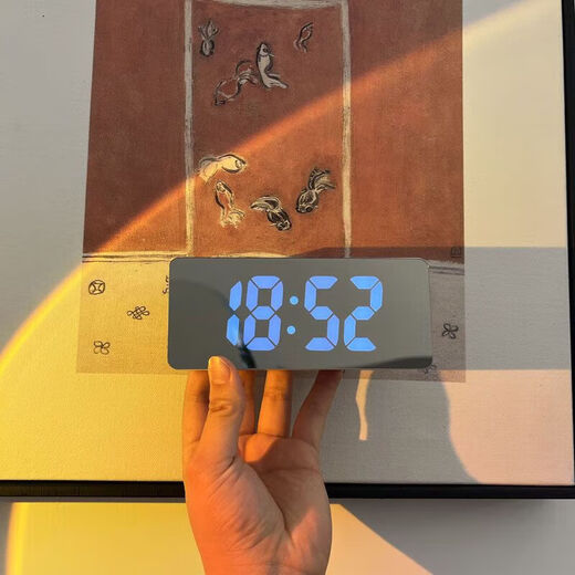 小米（MI）米家通用ins简约LED夜光闹钟台式镜面时钟温度贪睡电池 719白色 LED镜面钟-送电池+USB线