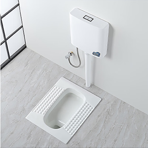 Thin squat toilet 23 high with water trap front and rear left side drainage prevention and pit digging bathroom squat toilet household A type with bent front horizontal drainage seal ring