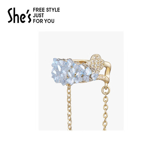 She s Akiko's spring Kamei bright crystal ear cuff without pierced earrings light luxury earrings birthday gift for women crystal blue and white C0