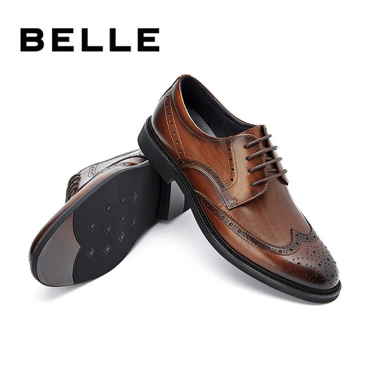 Zapatos de cuero Belle Business Zapatos formales para hombres Zapatos de boda Brock Brock Showing 89183am9 Estilo clásico marrón 41 (255 mm)