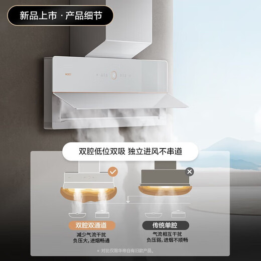 华帝官方壁嵌超薄抽油烟机X10家用变频双腔近吸25立方风量侧吸式挥手智控一键自清洁油烟机 X5升级款 i11226+i10091B+i12161-16